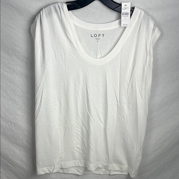 LOFT White Relaxed Short Sleeve T-Shirt small new - Picture 1 of 4